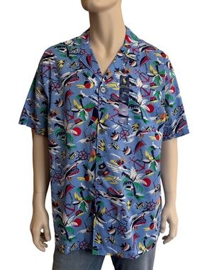 Polo Ralph Lauren Hawaiian Shirt 67 Bear Fun Tropical Vacation All Over Print